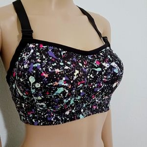 VICTORIA'S SECRET Black Confetti Underwire Padded Crossback Sports Bra 34D